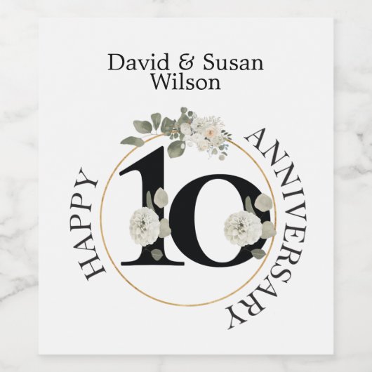 10 jaar JUBILEUM Wijn Etiket (Enkel label)