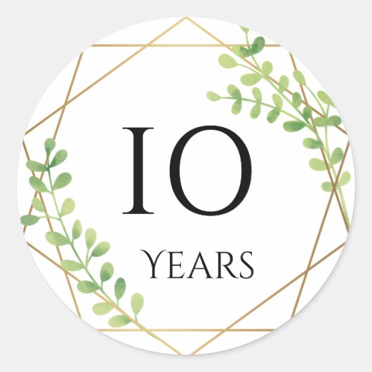 10 jaar jubileumstickers ronde sticker (Voorkant)