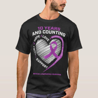 10 jaar kankervrije cadeaus voor vrouwen Hodgkin-l T-shirt