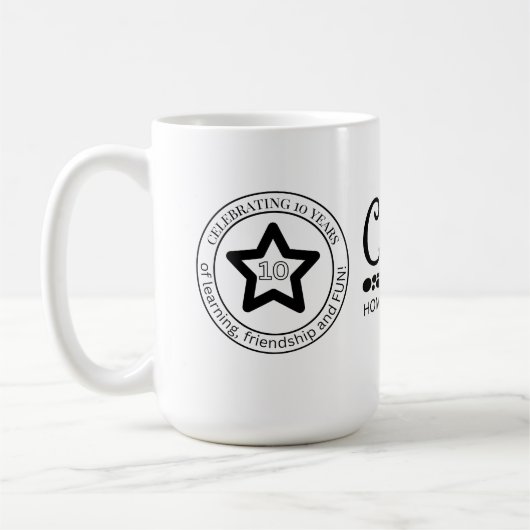 10 jaar logo koffiemok (Links)