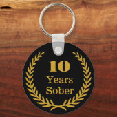 10 jaar nuchter,  nuchterheid aandenken sleutelhanger (Voorkant)