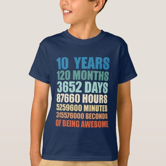 10 jaar oud 10th Birthday Boy Girl Jubileum T-shirt (Voorkant)