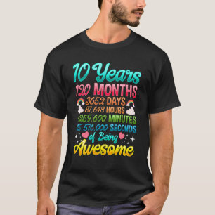 10 jaar oud 120 maanden 10e verjaardag Regenboog T-shirt