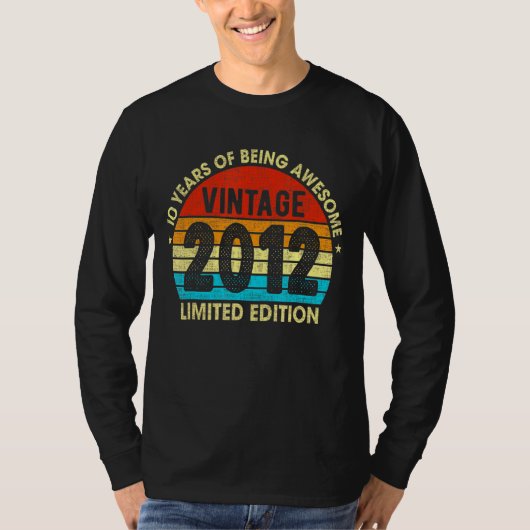 10 Jaar Oud 2012 Editie Retro 10e Geboorte T-shirt (Voorkant)