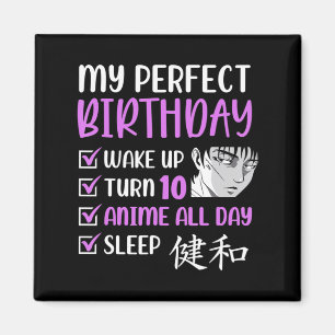 10 jaar oud Anime Birthday Party 10th Boy Girl Ten Magneet