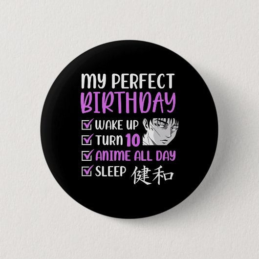 10 jaar oud Anime Birthday Party 10th Boy Girl Ten Ronde Button 5,7 Cm (Voorkant)