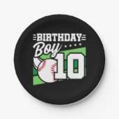 10 Jaar Oud Baseball Party Thema 10e Verjaardag Jo Papieren Bordje (Voorkant)