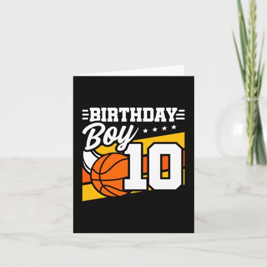 10 jaar oud basketbalfeest 10e verjaardag jongen kaart (Voorkant)