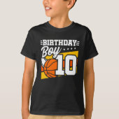 10 jaar oud basketbalfeest 10e verjaardag jongen t-shirt (Voorkant)