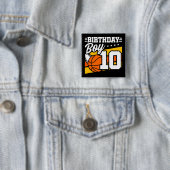 10 jaar oud basketbalfeest 10e verjaardag jongen vierkante button 5,1 cm (In situ)