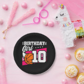 10 Jaar Oud Basketbalfeest 10e Verjaardag Meisje Papieren Bordje (Feest)
