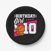 10 Jaar Oud Basketbalfeest 10e Verjaardag Meisje Papieren Bordje (Voorkant)