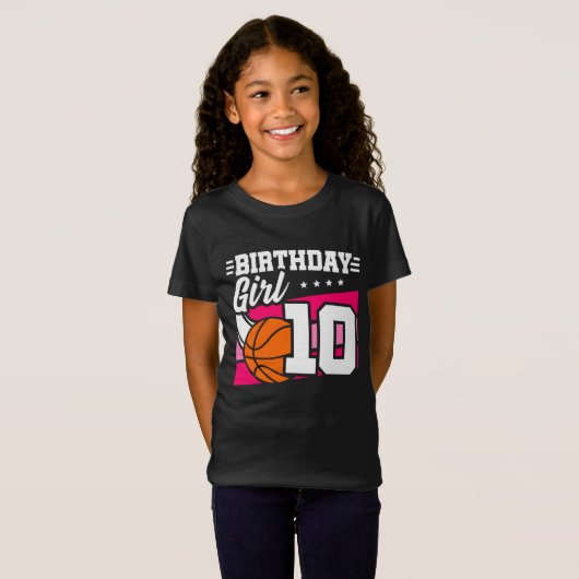 10 Jaar Oud Basketbalfeest 10e Verjaardag Meisje T-shirt (Voorkant volledig)