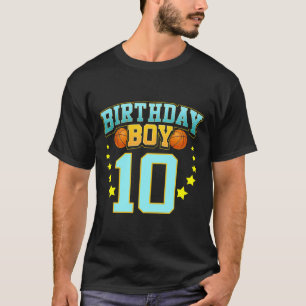 10 jaar oud basketbalspeler 10e verjaardagsfeest t-shirt