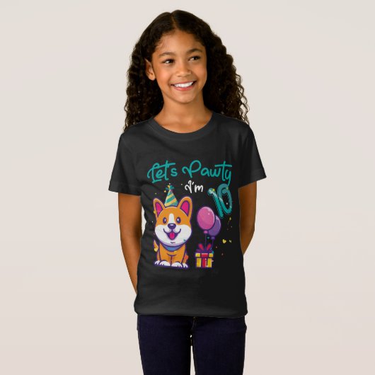 10 jaar oud Corgi-Hondenliefhebber 10e verjaardag T-shirt (Voorkant volledig)