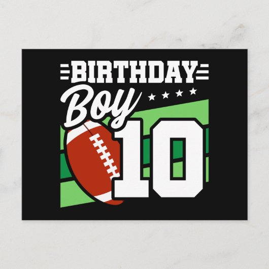 10 Jaar Oud Football Party Thema 10e Verjaardags J Briefkaart (Voorkant)