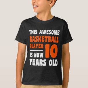 10 Jaar Oud Gelukkig 10e Verjaardag Basketbal 10e  T-shirt