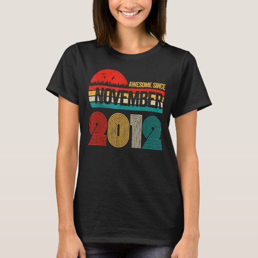 10 jaar oud Geweldige sinds november 2012 10th Bir T-shirt (Voorkant)