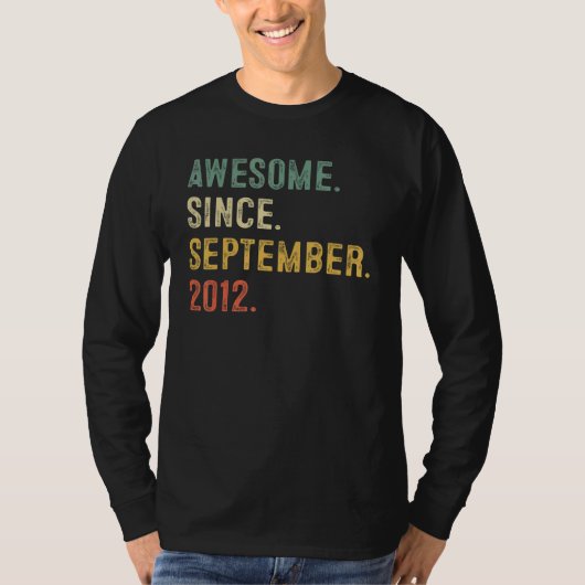 10 jaar oud Geweldige sinds september 2012 10e bi T-shirt (Voorkant)