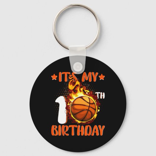 10 jaar oud Het is mijn 10e verjaardag Basketball Sleutelhanger (Voorkant)