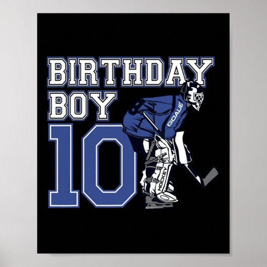 10 jaar oud Ice Hockey Goalie Thema 10de verjaarda Poster (Voorkant)