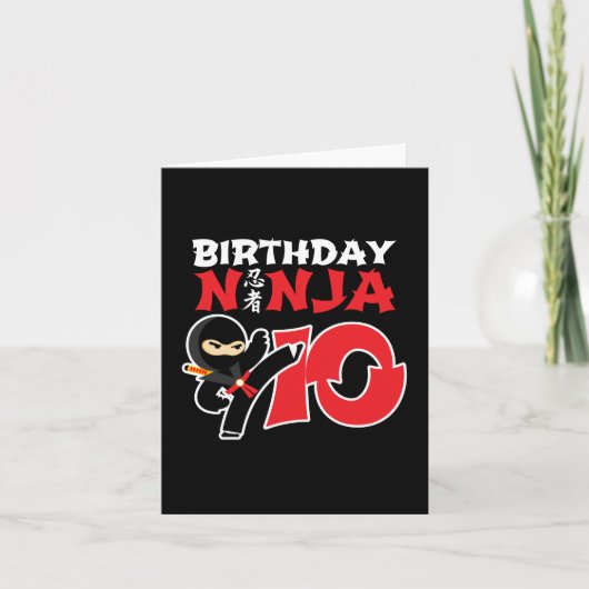10 Jaar Oud Karate Ninja Party Kinder 10e Verjaard Kaart (Voorkant)