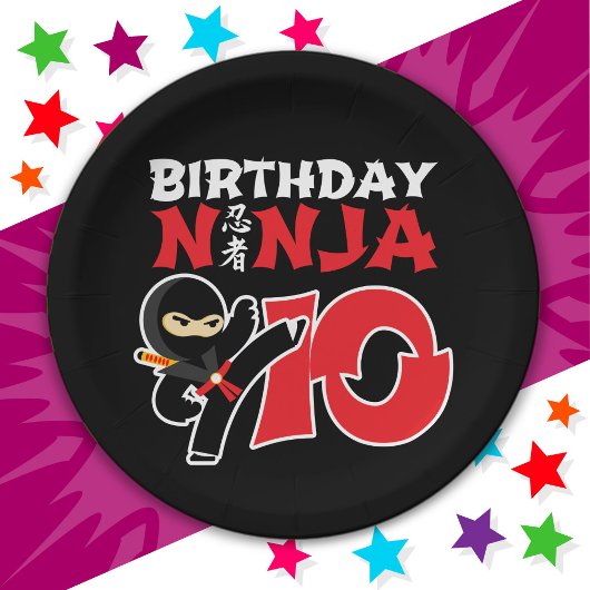 10 Jaar Oud Karate Ninja Party Kinder 10e Verjaard Papieren Bordje