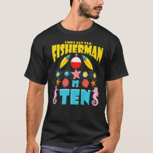 10 jaar oud kind Visserij Birthday Theme Vissen Pa T-shirt