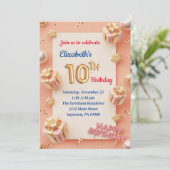 10 JAAR OUD MEISJES VERJAARDAG UITNODIGINGEN (Staand voorkant)