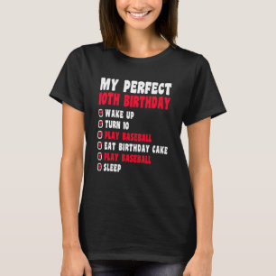 10 jaar oud Mijn perfecte 10e verjaardag Baseball  T-shirt