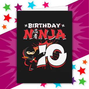 10 jaar oud stripverhaal stijl ninja 10e verjaarda kaart