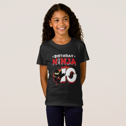 10 jaar oud stripverhaal stijl ninja 10e verjaarda t-shirt (Voorkant volledig)