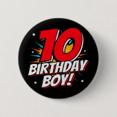 10 Jaar Oud Superheld Verjaardag Jongen 10e Verjaa Ronde Button 5,7 Cm (Voorkant)