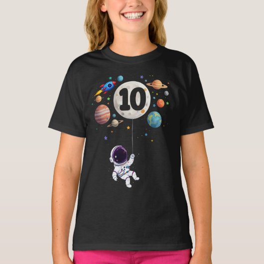 10 Jaar Oud Verjaardag Astronaut 10e Verjaardag T-shirt (Voorkant)