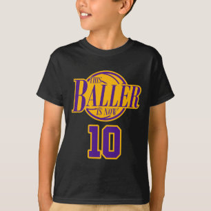 10 jaar oud verjaardag basketbal baller Paarse en T-shirt