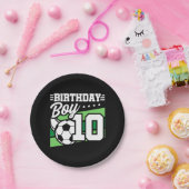 10 Jaar Oud Voetbal Football Kinder 10e Verjaardag Papieren Bordje (Feest)