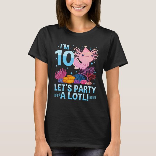 10 jaar oude Axolotl Lover 10e zondagsknopen T-shirt (Voorkant)