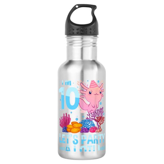 10 jaar oude Axolotl Lover 10e zondagsknopen Waterfles (Voorkant)