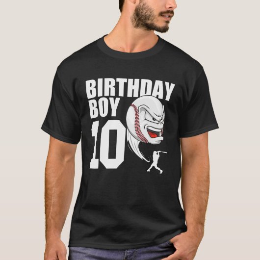 10 jaar oude Baseball Birthday Party Theme 10th GI T-shirt (Voorkant)