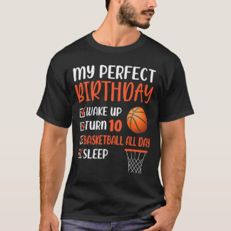 10 jaar oude basketbal verjaardagsfeest 10e jongen t-shirt