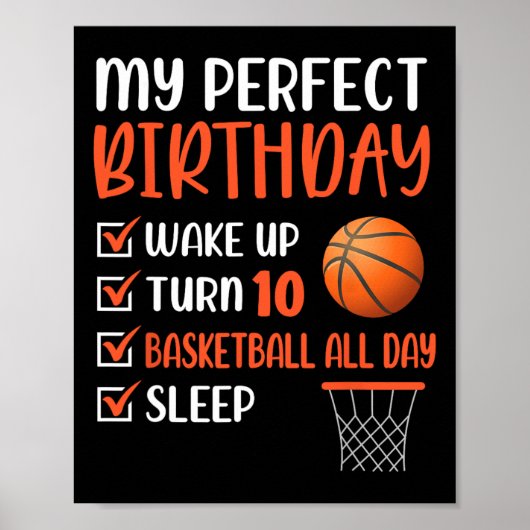 10 jaar oude Basketball Birthday Party 10th Boy Bd Poster (Voorkant)