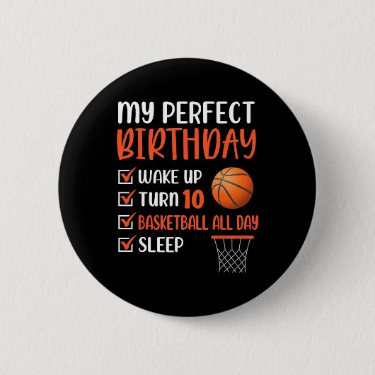 10 jaar oude Basketball Birthday Party 10th Boy Bd Ronde Button 5,7 Cm (Voorkant)