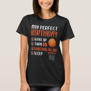 10 jaar oude Basketball Birthday Party 10th Boy Bd T-shirt