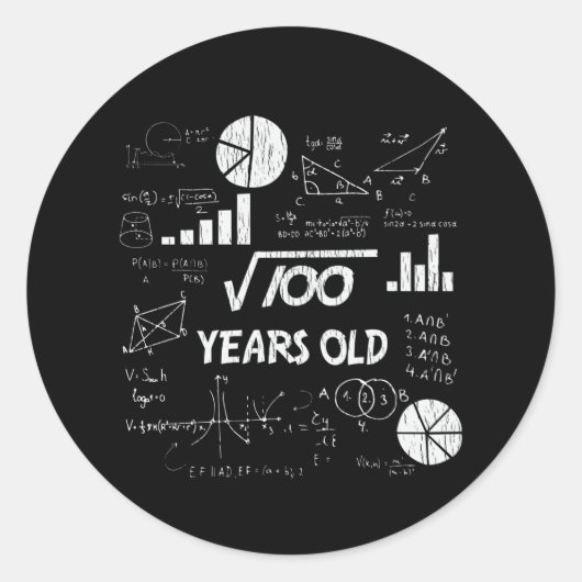 10 jaar oude Bday Geeky Wiskunde 10e verjaardagsca Ronde Sticker (Voorkant)