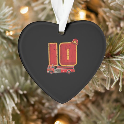 10 jaar oude Birthday Boy geeft brandweerman Ornament (Boom)