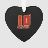 10 jaar oude Birthday Boy geeft brandweerman Ornament (voorkant)