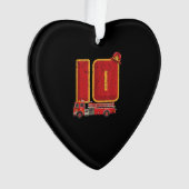 10 jaar oude Birthday Boy geeft brandweerman Ornament (voorkant)