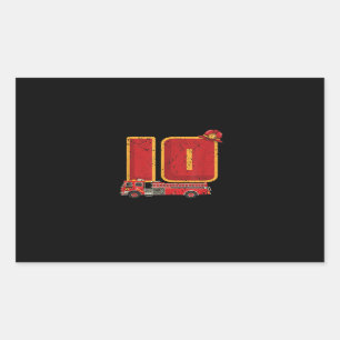 10 jaar oude Birthday Boy geeft brandweerman Rechthoekige Sticker