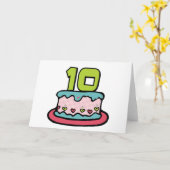 10 jaar oude Birthday Cake Kaart (Gele Bloem)