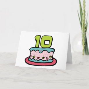 10 jaar oude Birthday Cake Kaart